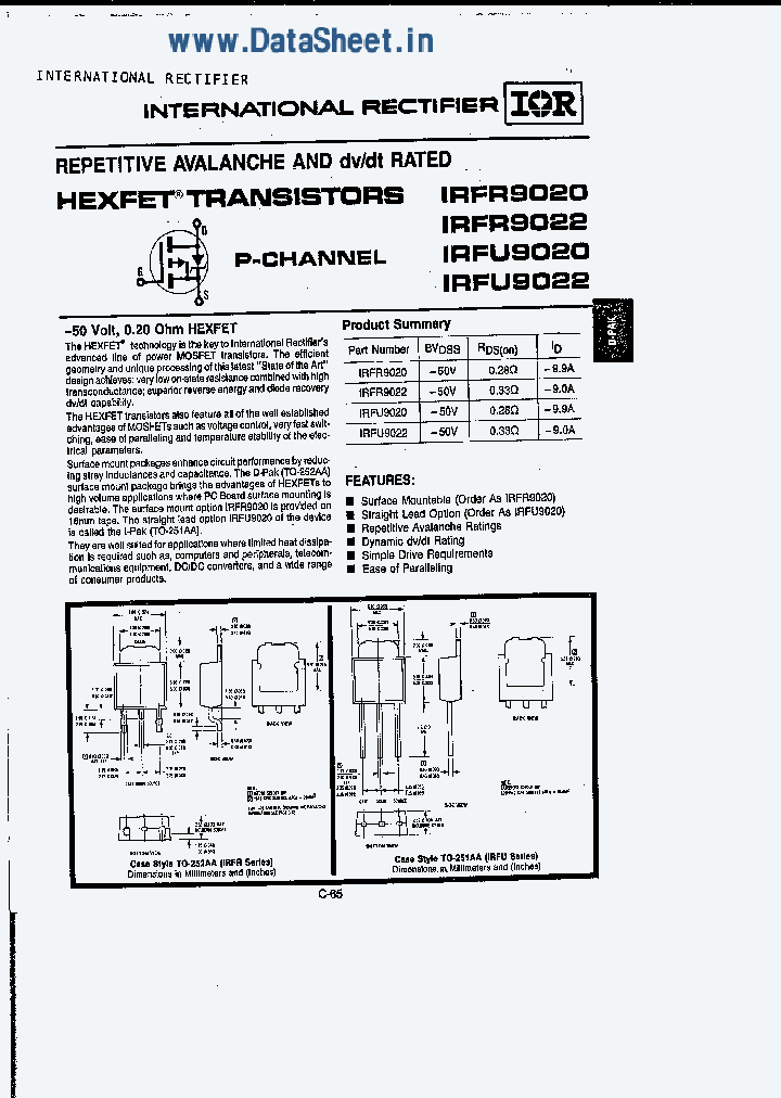 IRFR9020_156089.PDF Datasheet