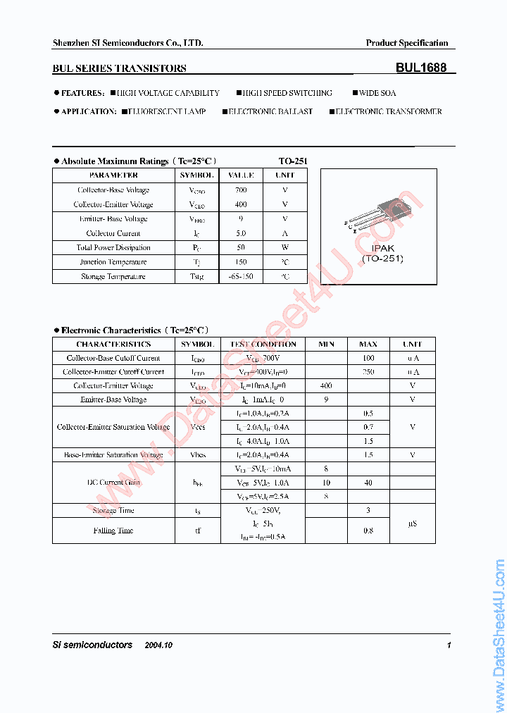 BUL1688_161998.PDF Datasheet