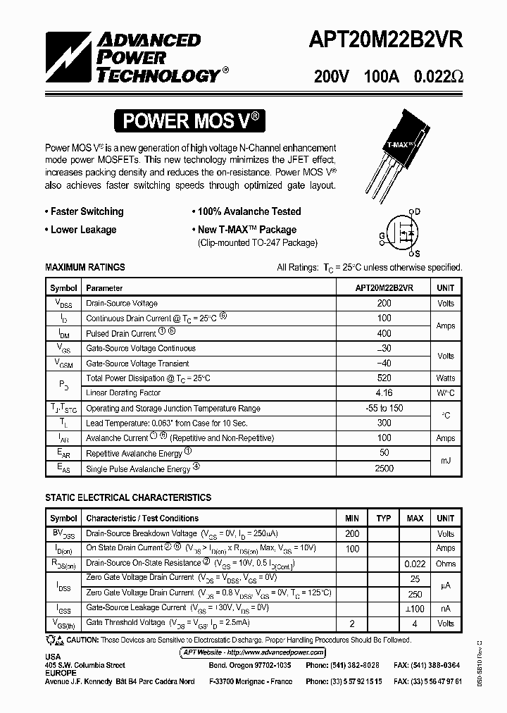 APT20M22B2VR_195107.PDF Datasheet