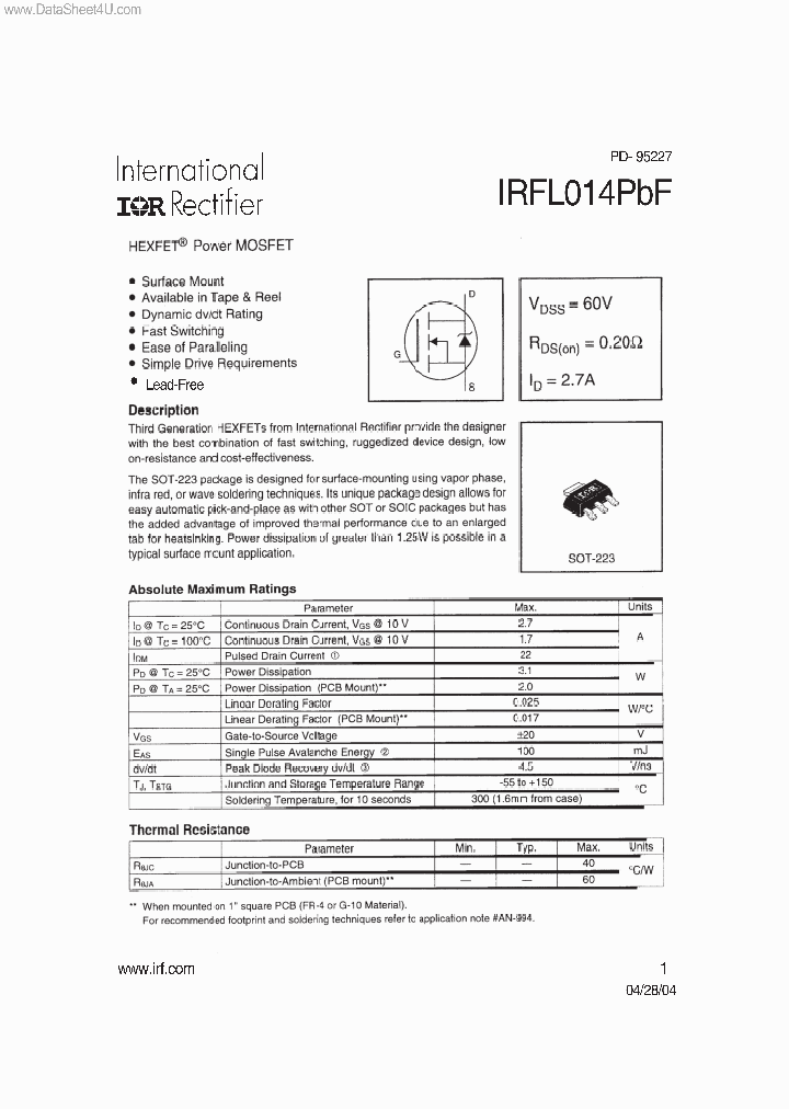 IRFL014PBF_175112.PDF Datasheet