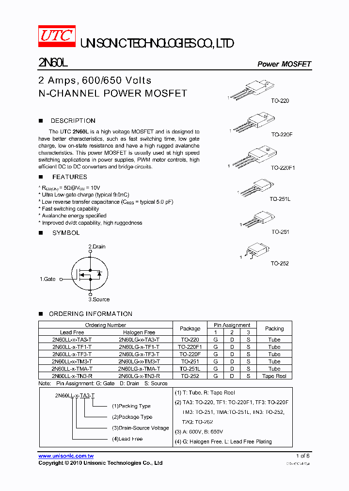 2N60LL-X-TA3-T_265328.PDF Datasheet