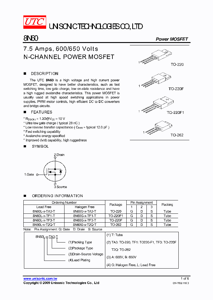 8N60L-X-TA3-T_265339.PDF Datasheet