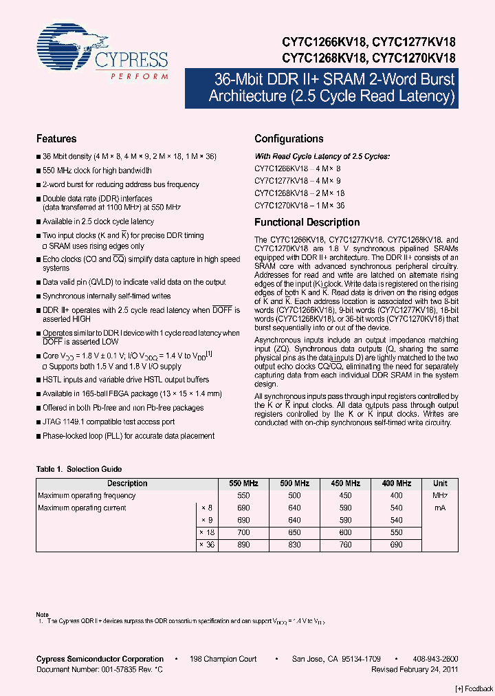 CY7C1266KV18_280499.PDF Datasheet