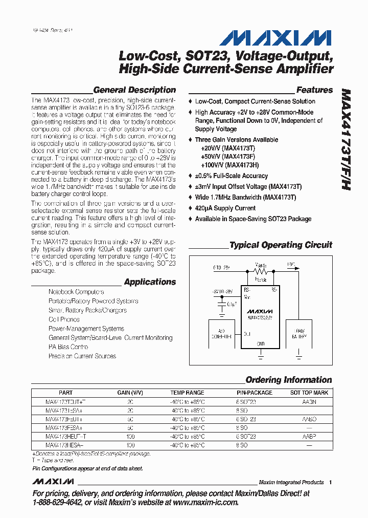 MAX4173TESA_397564.PDF Datasheet