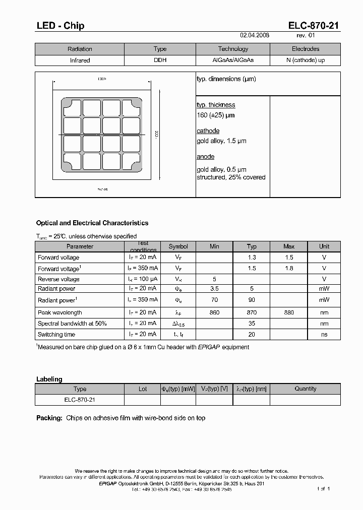 ELC-870-21_410369.PDF Datasheet