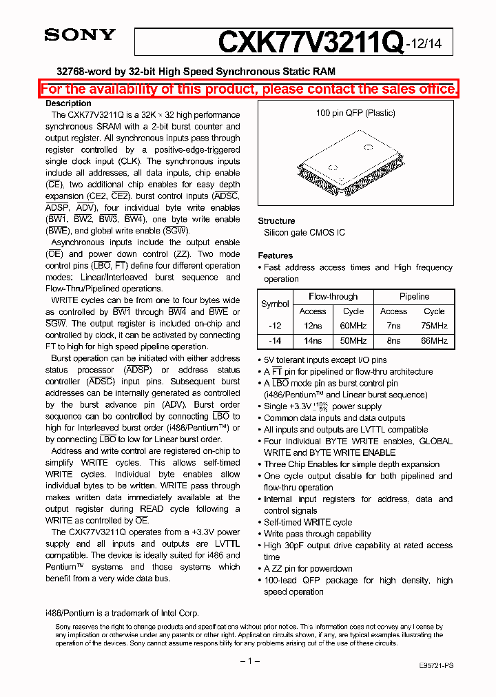 CXK77V3211Q-12_255070.PDF Datasheet