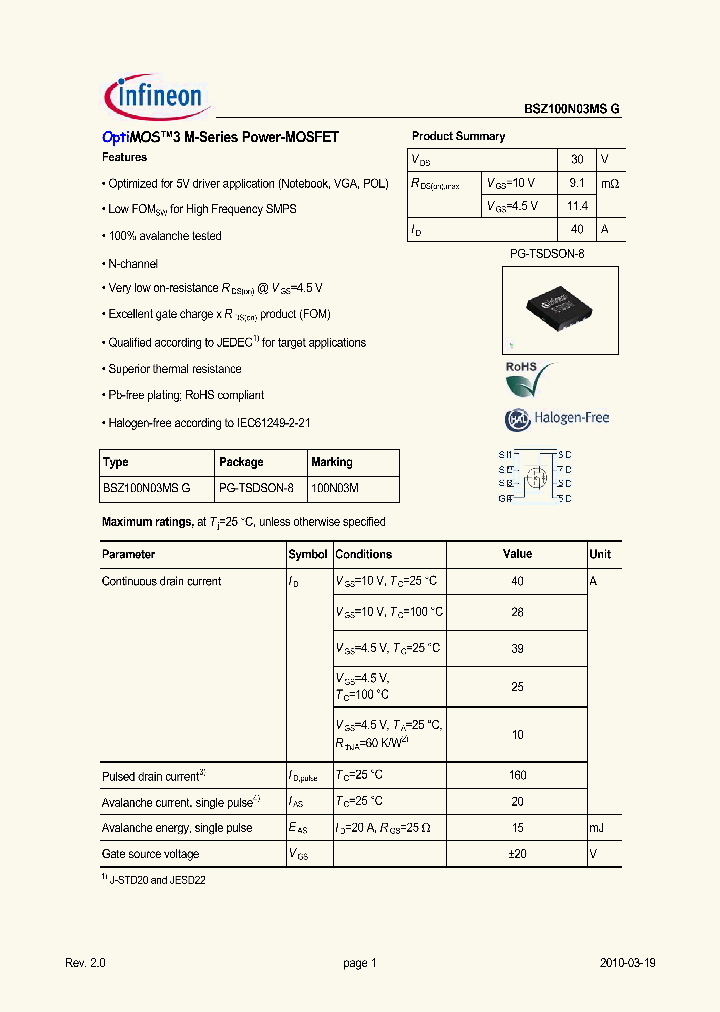 BSZ100N03MSG_708383.PDF Datasheet