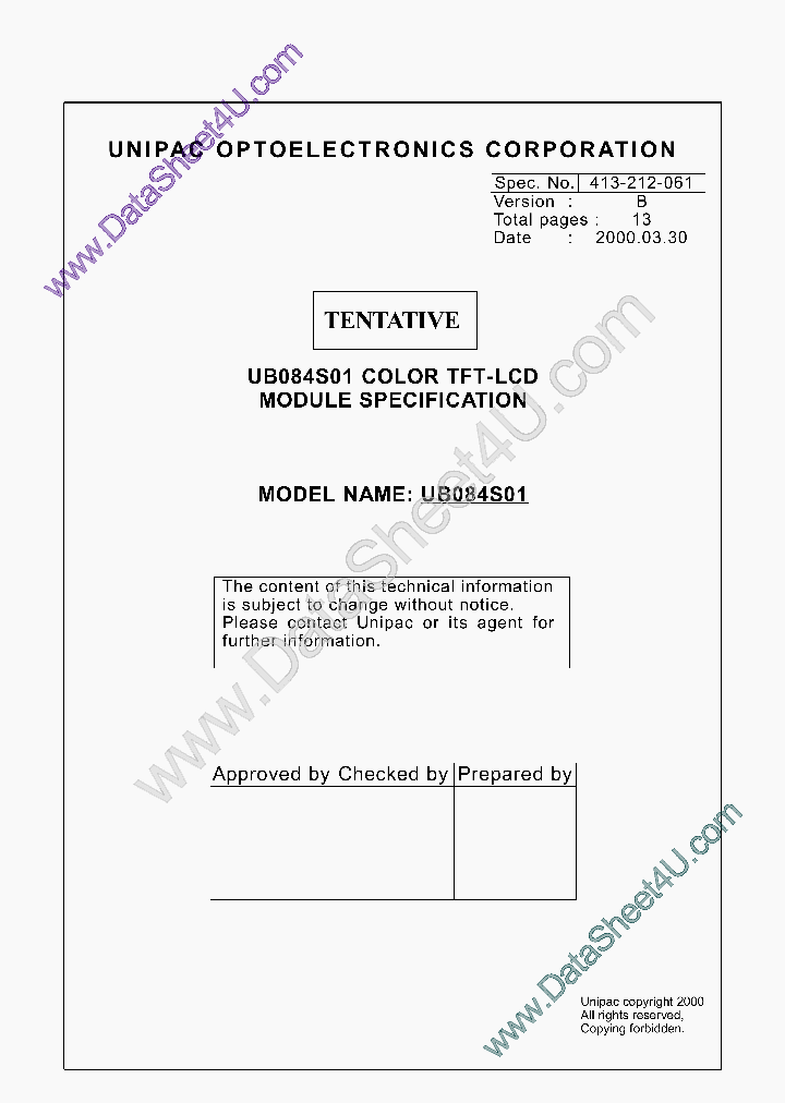 UB084S01_318011.PDF Datasheet