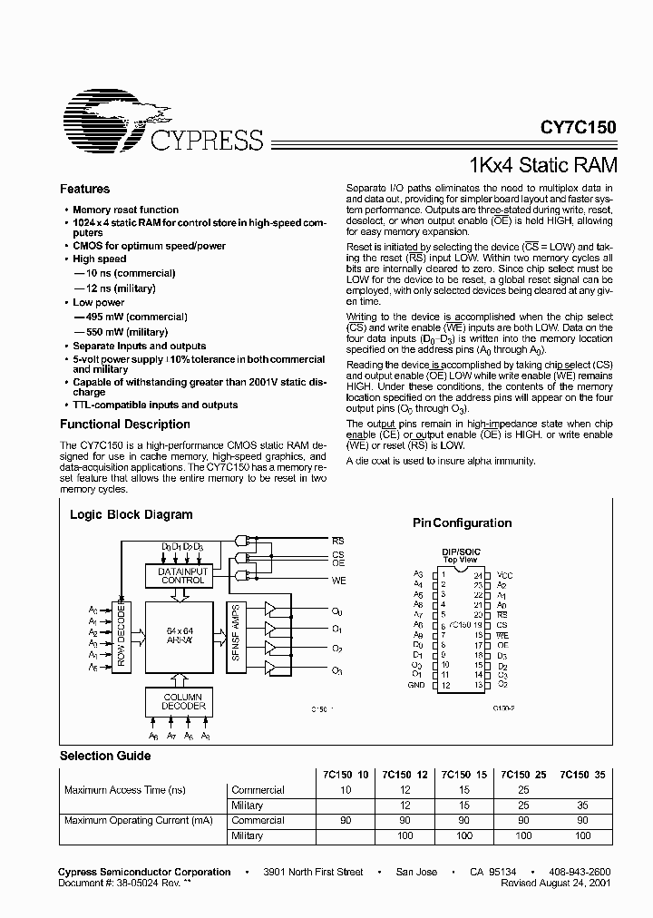 CY7C150-10PC_381900.PDF Datasheet