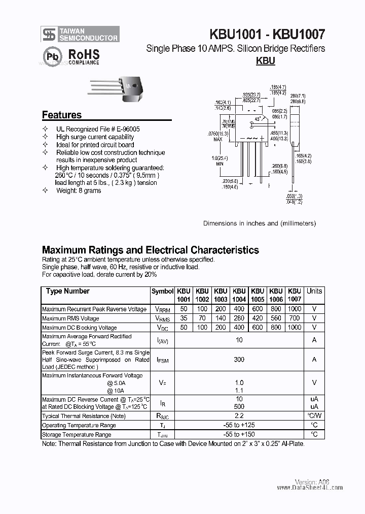 KBU1001_319106.PDF Datasheet