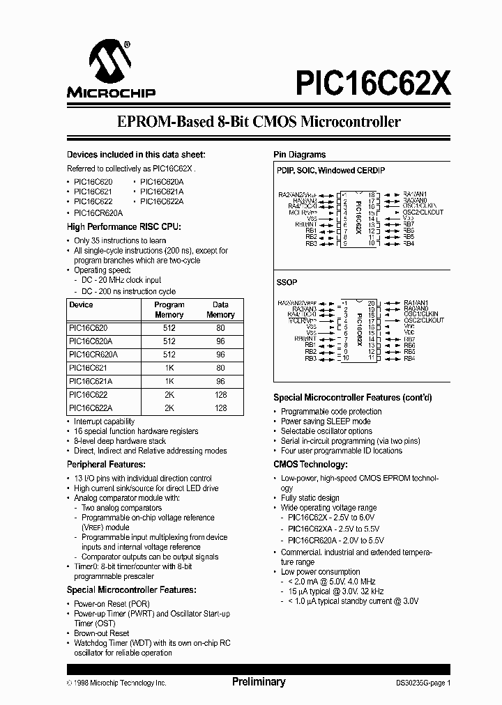 PIC16C622-04IJW_400533.PDF Datasheet