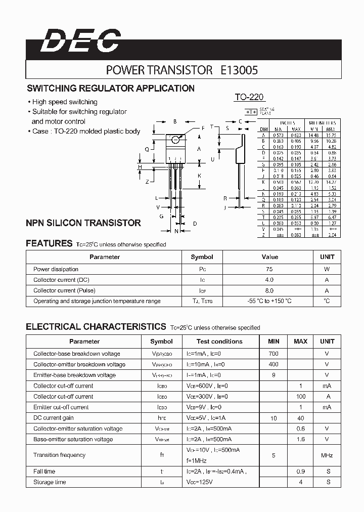 E13005TO-220_465454.PDF Datasheet
