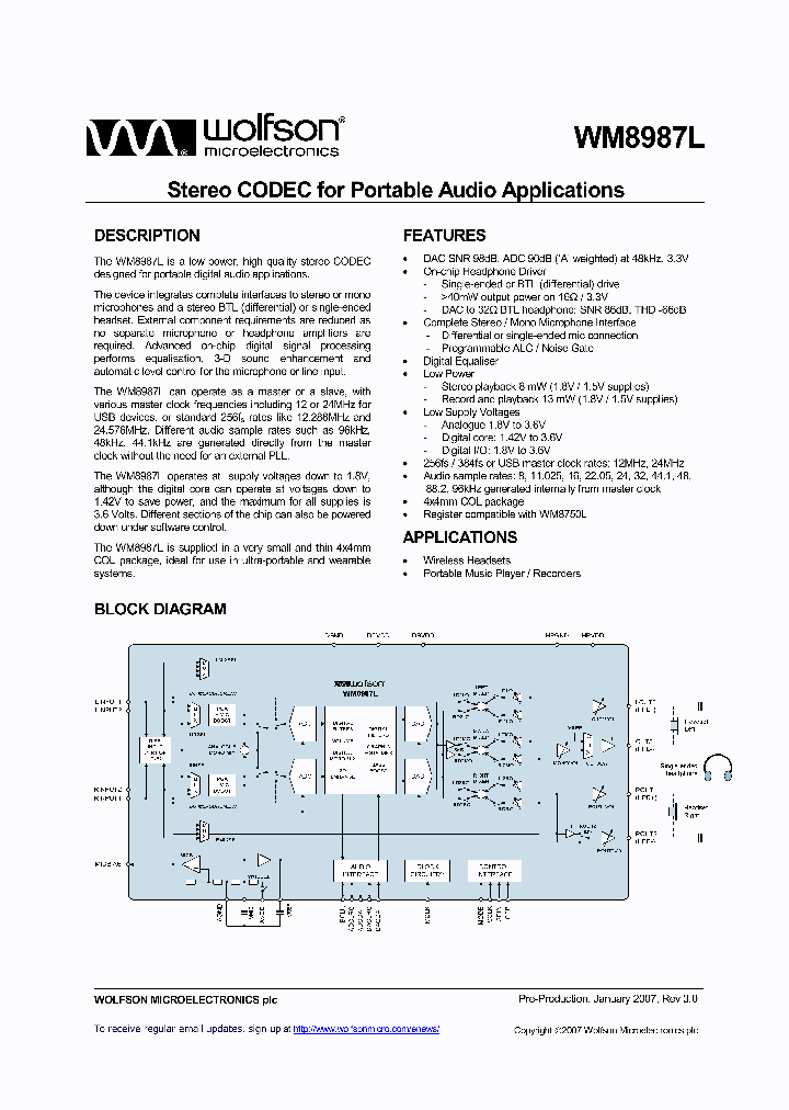 WM8987LGECORV_802073.PDF Datasheet