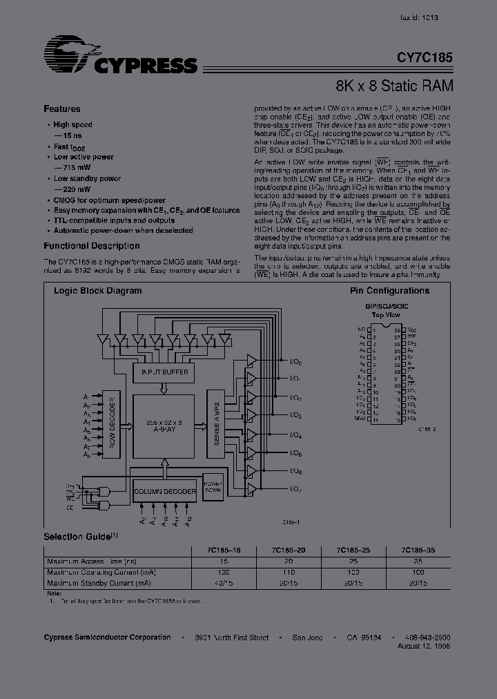 CY7C185-35VIT_476766.PDF Datasheet