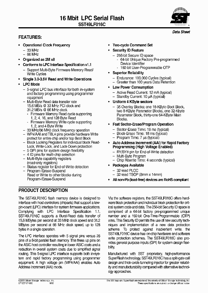 SST49LF016C-66-4C-WHE_480221.PDF Datasheet