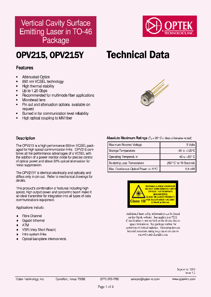 OPV215_837526.PDF Datasheet