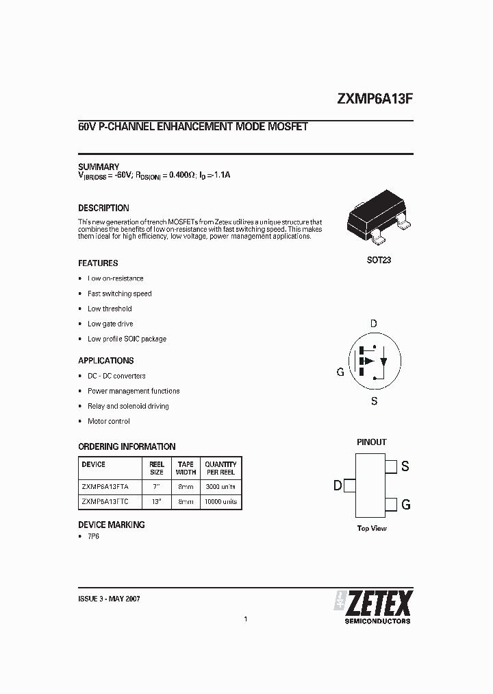 ZXMP6A13F07_902110.PDF Datasheet