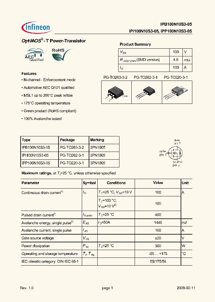 IPP100N10S3-05_902687.PDF Datasheet