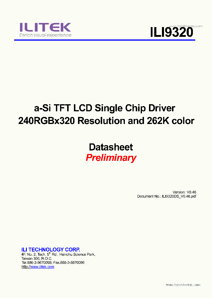 ILI9320_479409.PDF Datasheet