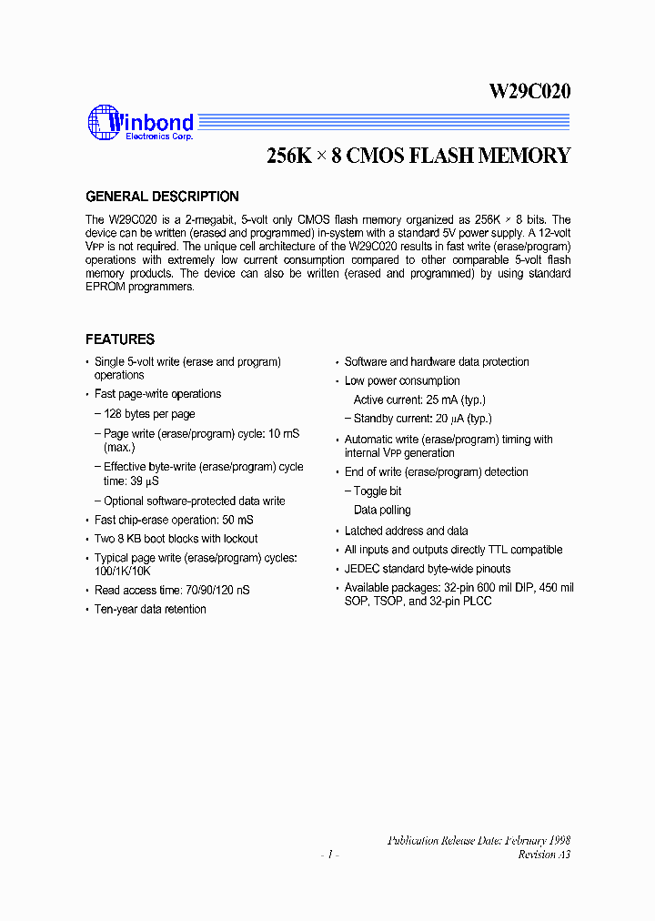 W29C020T-12B_763029.PDF Datasheet