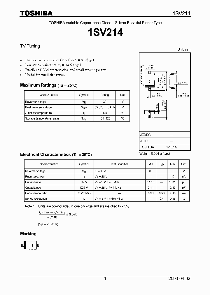 1SV214_814372.PDF Datasheet