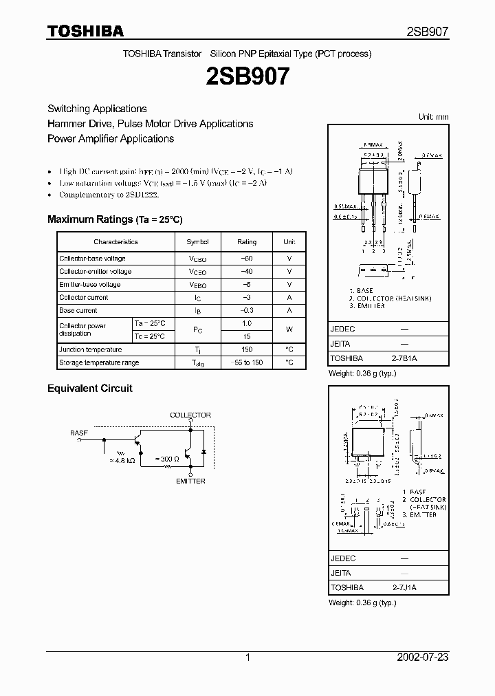 2SB907_929938.PDF Datasheet