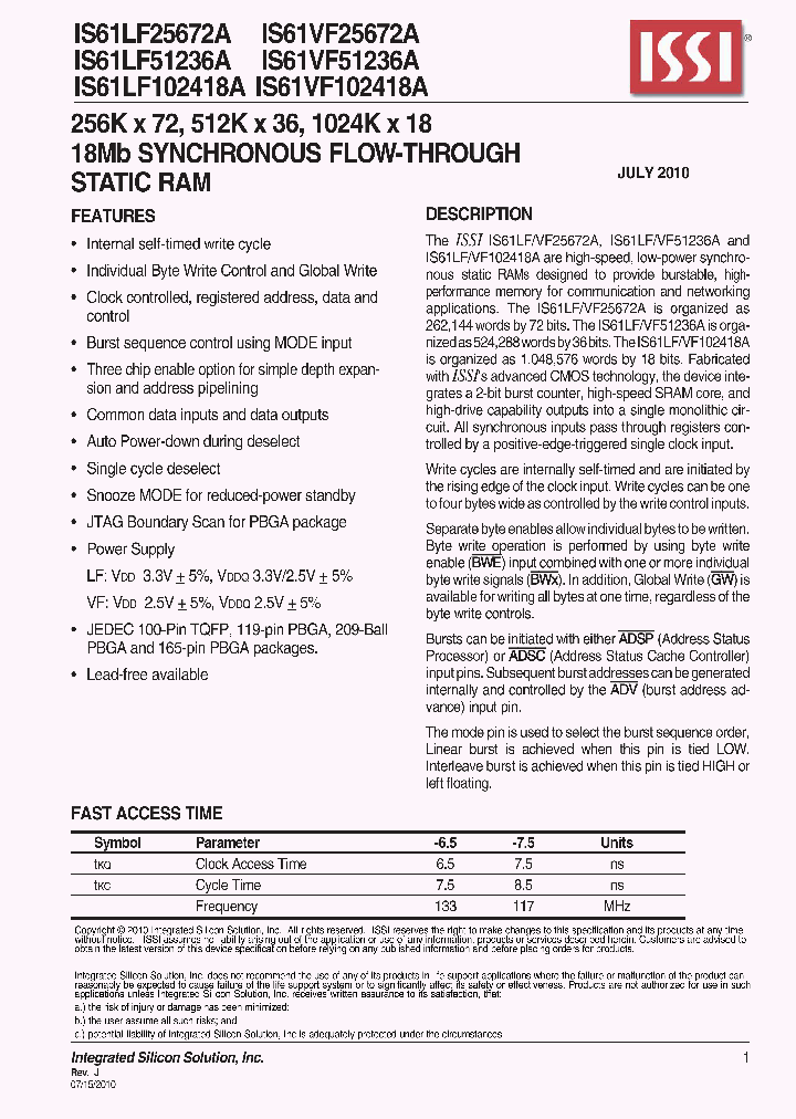 IS61LF51236A-65B2I-TR_671283.PDF Datasheet