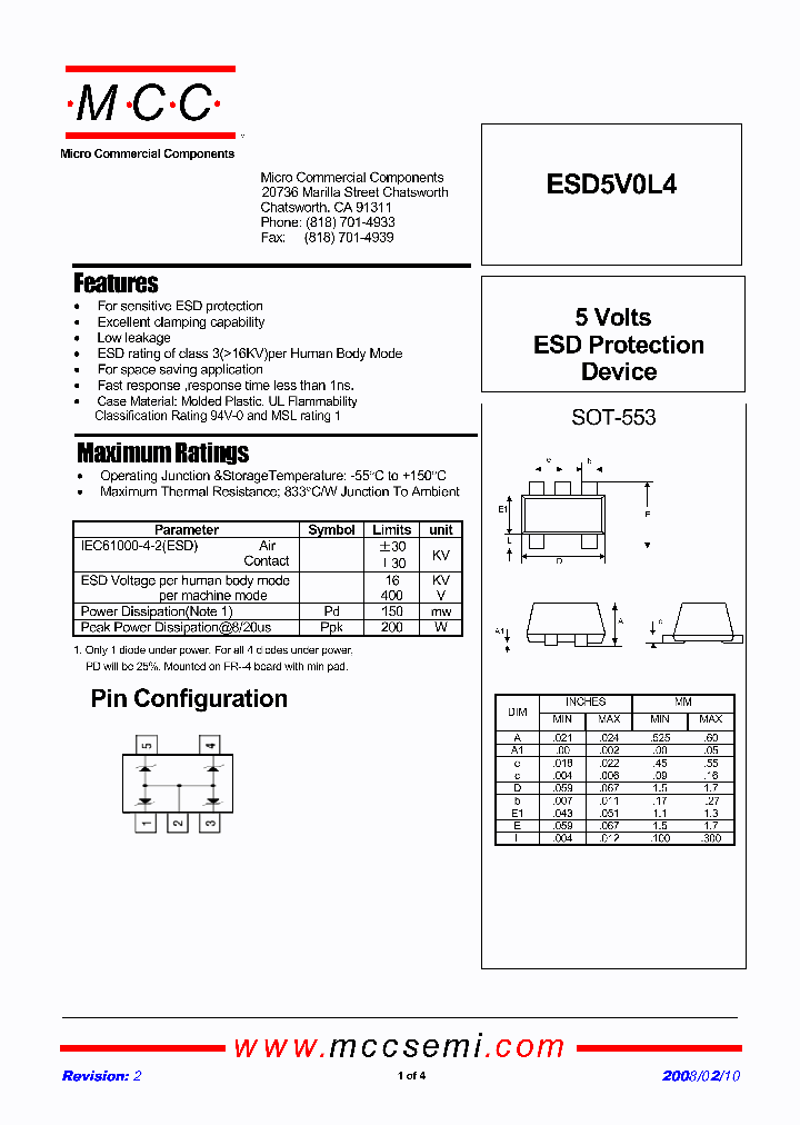 ESD5V0L4-TP_676172.PDF Datasheet