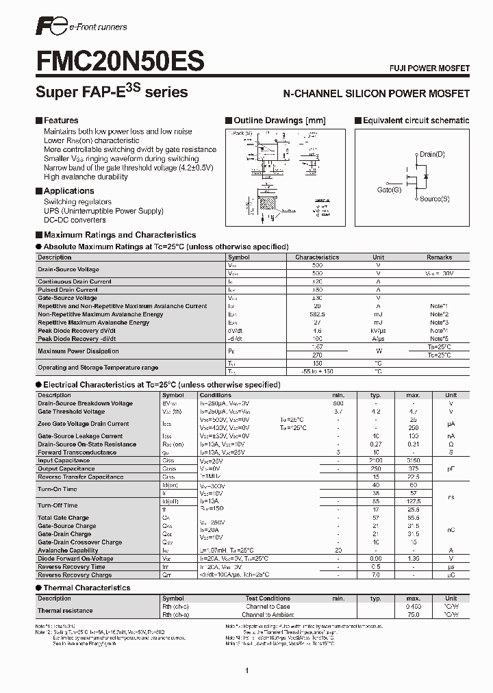 FMC20N50ES_1264725.PDF Datasheet