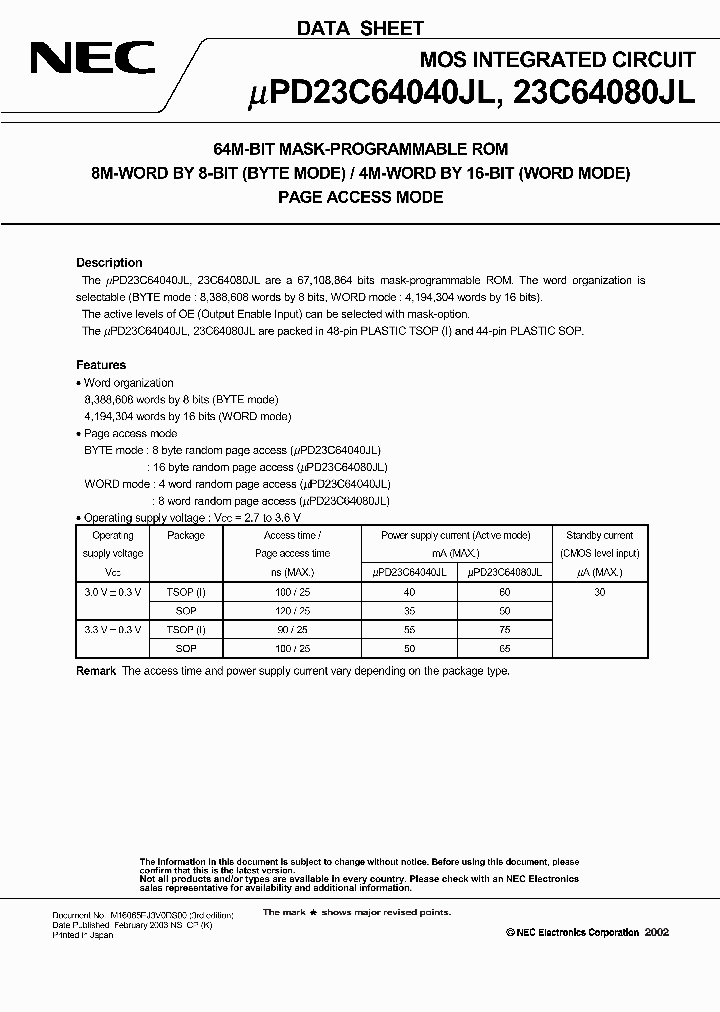 UPD23C64080JLGX-XXX_1305212.PDF Datasheet