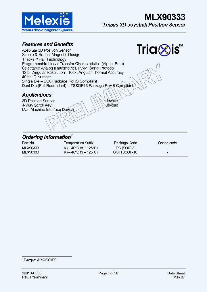 MLX90333KGO_1306400.PDF Datasheet