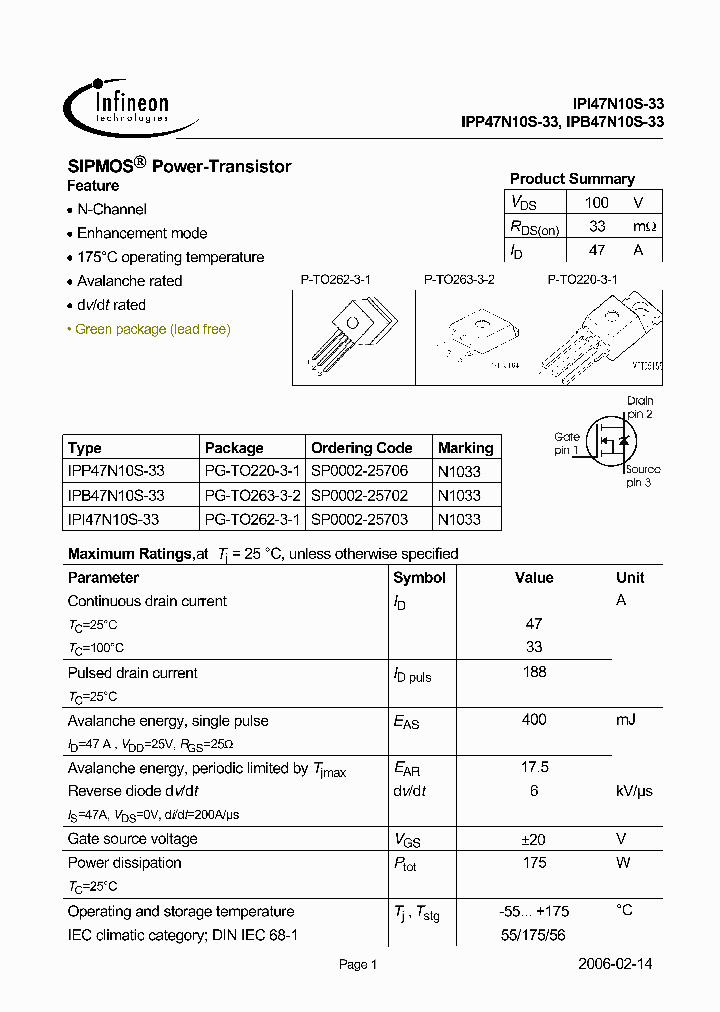 IPB47N10S-33_1329631.PDF Datasheet