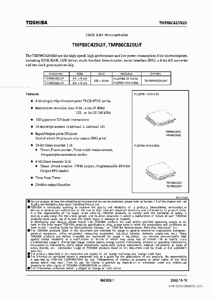 TMP86C420F_934731.PDF Datasheet