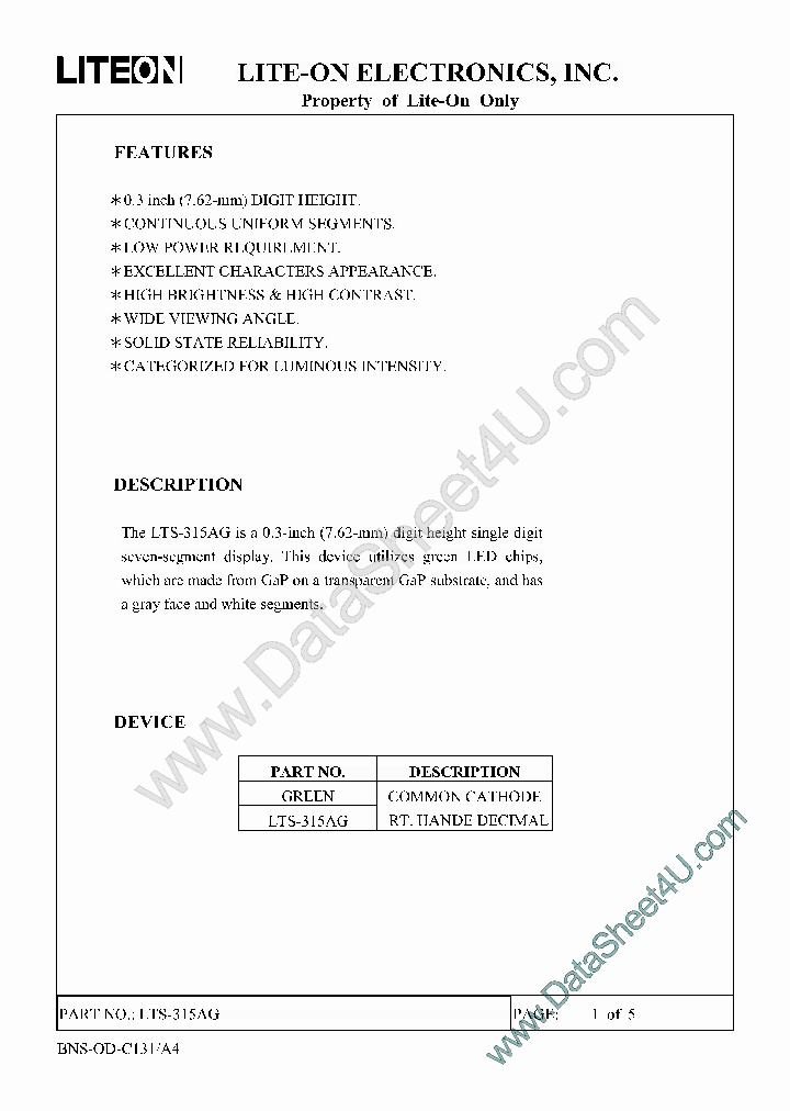 LTS-315AG_1103259.PDF Datasheet