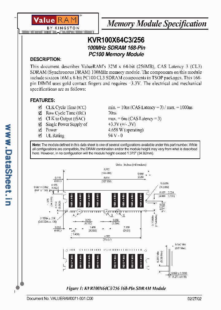 KVR100X64C3256_1232619.PDF Datasheet