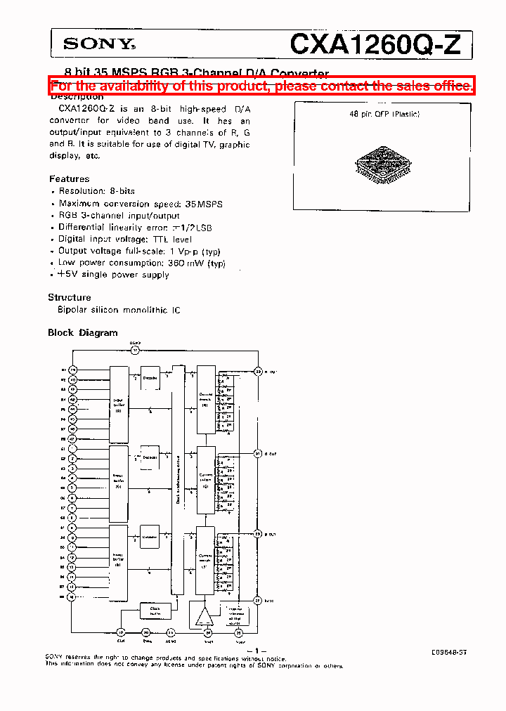 CXA1260Q-Z_1413991.PDF Datasheet