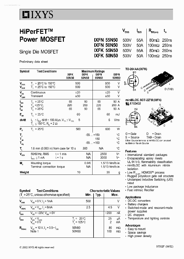 IXFN50N50_1565150.PDF Datasheet