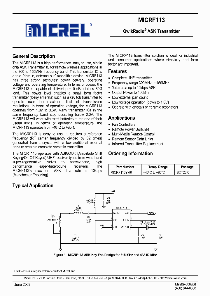 MICRF113YM6_1590603.PDF Datasheet