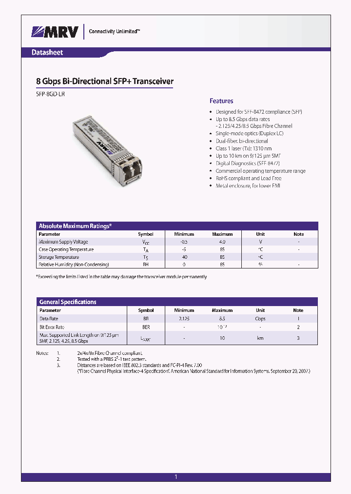 SFP-8GD-LR_1624626.PDF Datasheet