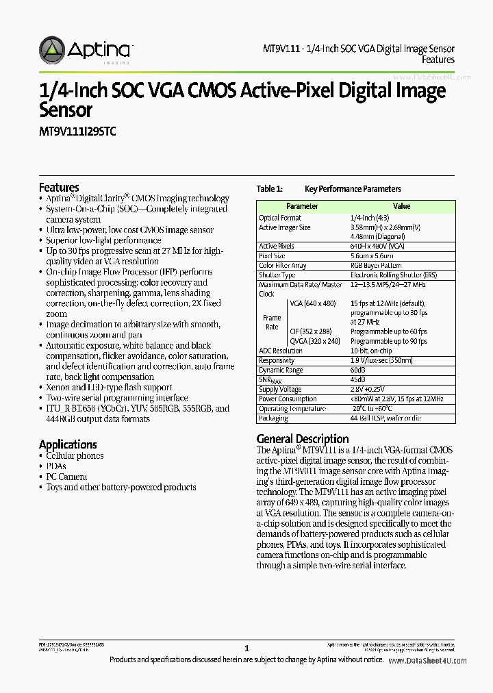 MT9V111_1649781.PDF Datasheet