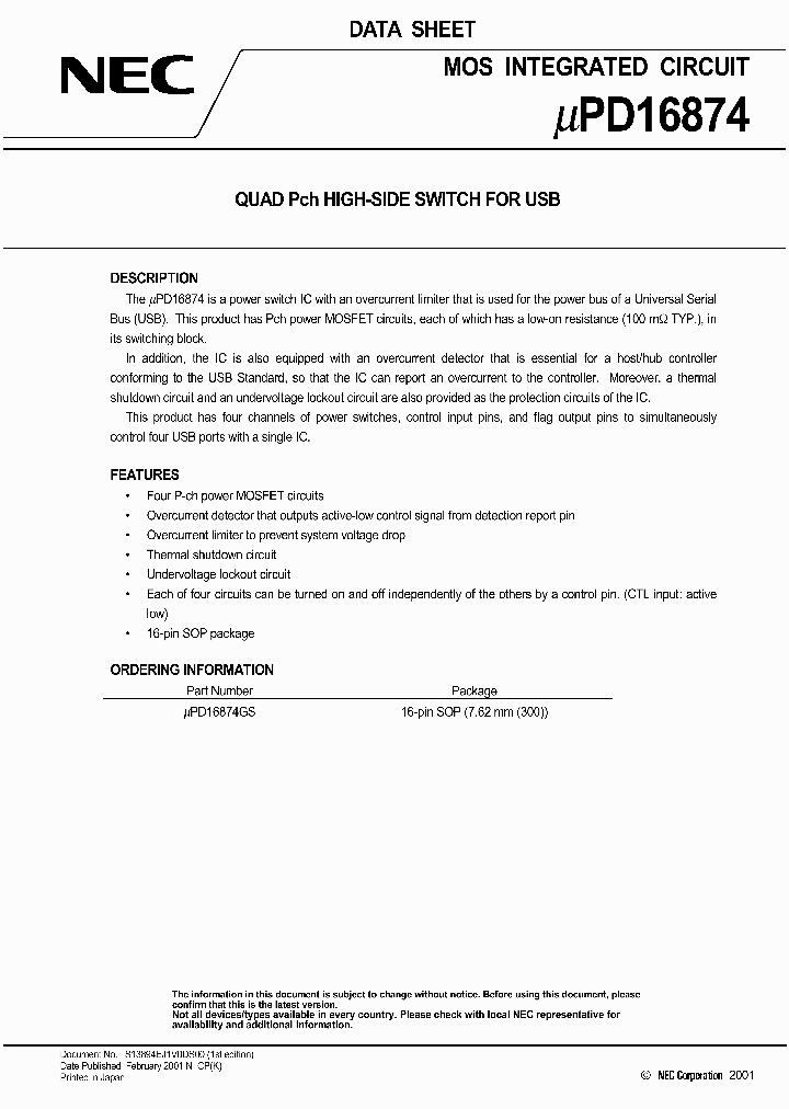 UPD16874_1661647.PDF Datasheet