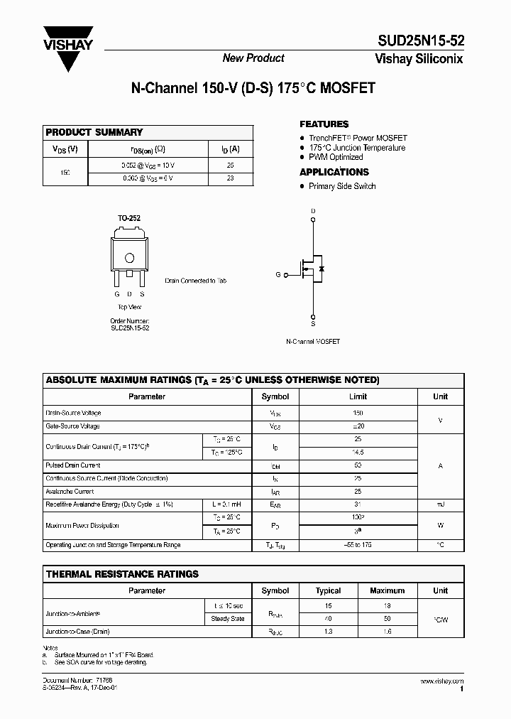 SUD25N15-52_1678386.PDF Datasheet