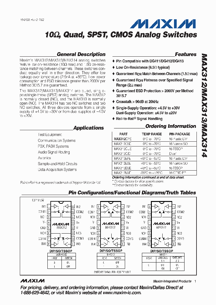 MAX312FESET_1159150.PDF Datasheet