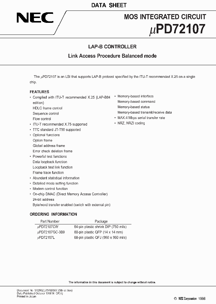 UPD72107CW_1359531.PDF Datasheet