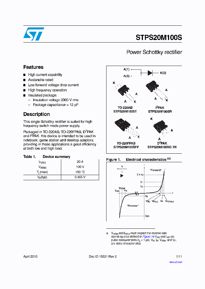 STPS20M100SG-TR_1405576.PDF Datasheet