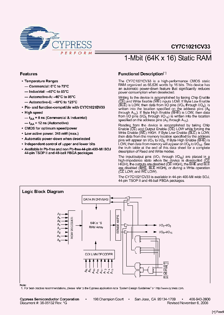 CY7C1021CV33-8BAXC_1422581.PDF Datasheet