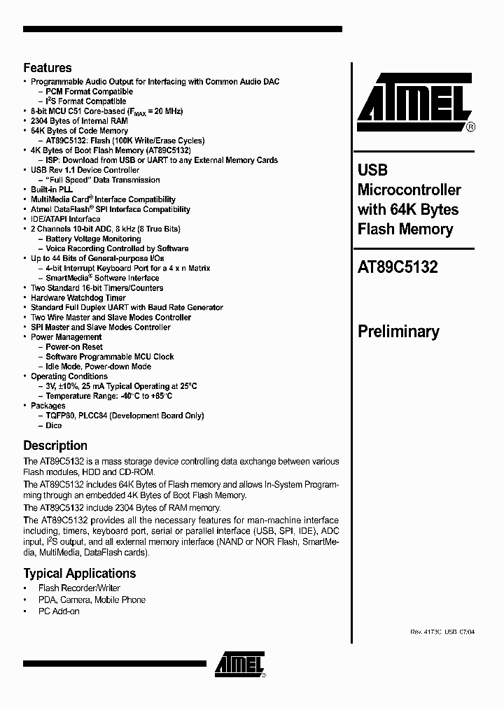 AT89C5132-ROTIL_1449421.PDF Datasheet
