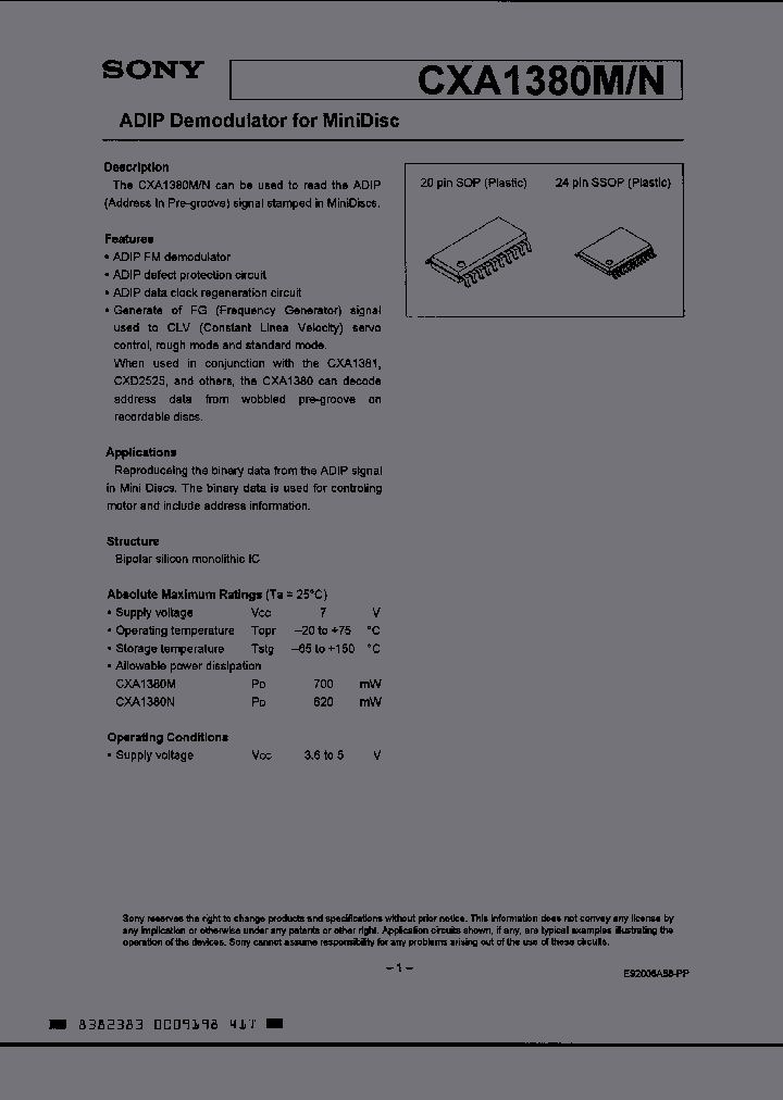 CXA1380M_1470022.PDF Datasheet