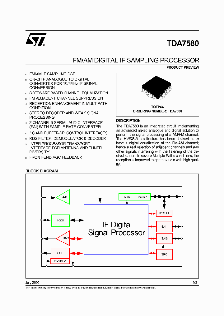 TDA7580_1758540.PDF Datasheet