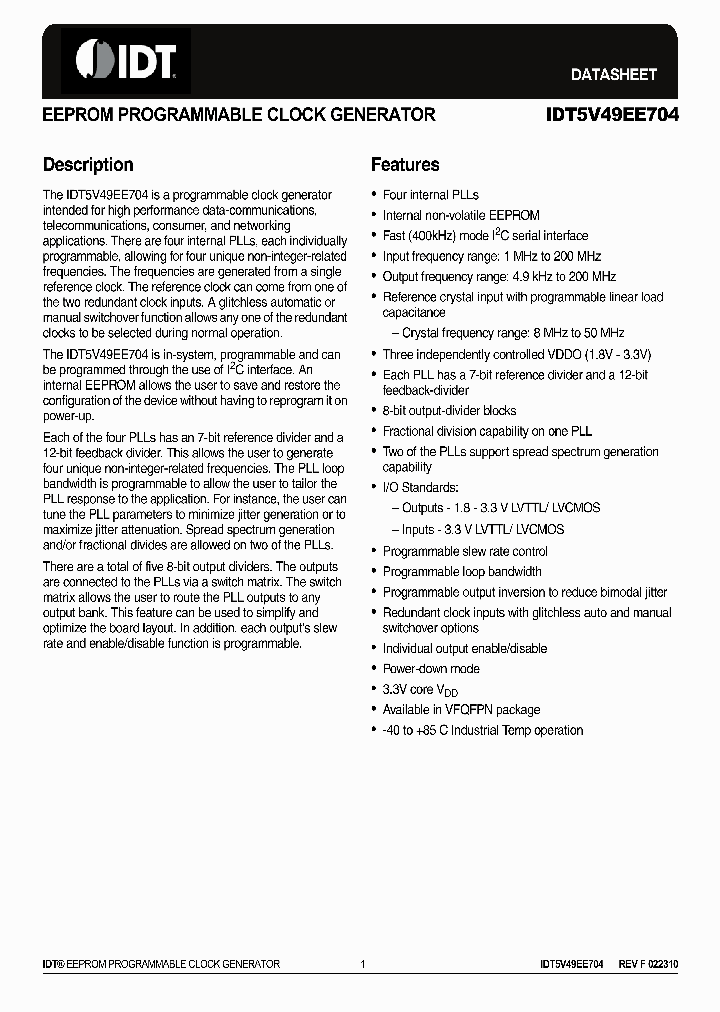 IDT5V49EE704_1804618.PDF Datasheet